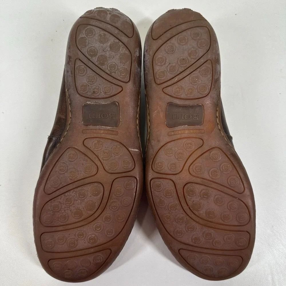 Born Slip On Loafers Shoes Mens 10 M Harmon Cymbal Moc Toe‎ HO2416 Brown Leather